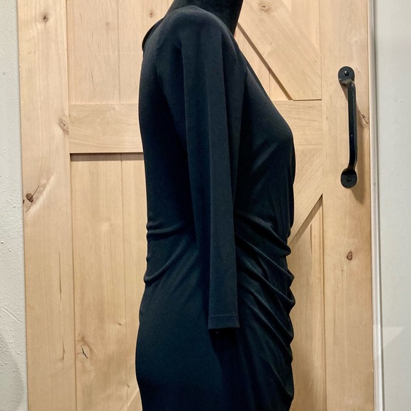 NOS Black Faux Wrap Dress Size Small Thalia Sodi 3/4 Length Sleeves V Neck - Picture 6 of 16